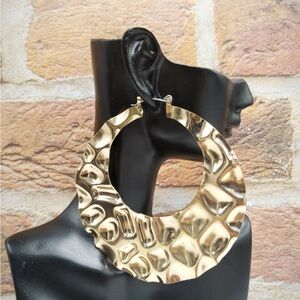 Gold Textured Hoop Earrings